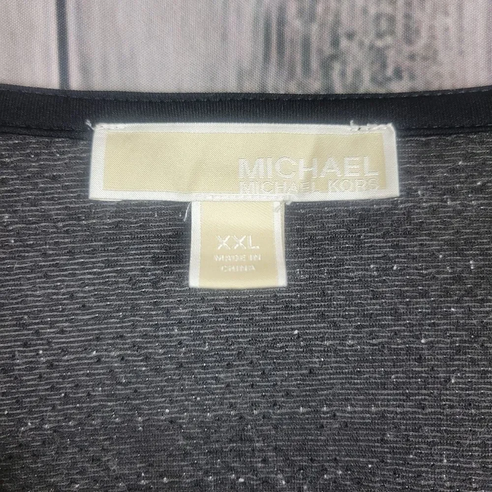 Michael Kors Black White Marled Top Wide Bell Sleeve Size XXL